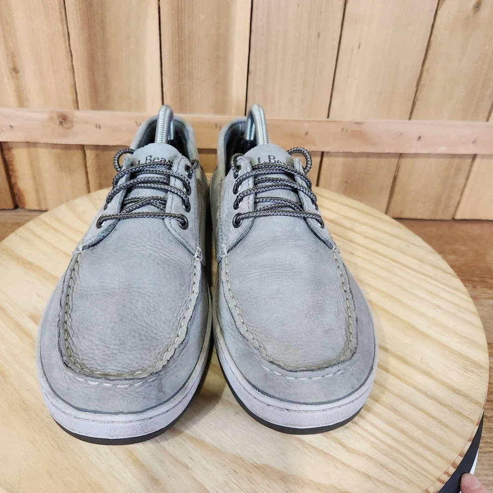 L.L.Bean Boat Shoes Mens Size 9.5 Gray Nubuck Casual Comfort Moc Toe Walking